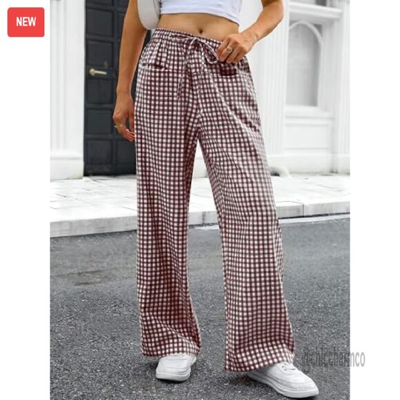 Wide Leg Lounge Pants with Pockets Drawstring Waist 100% Rayon - Picture 4 of 8